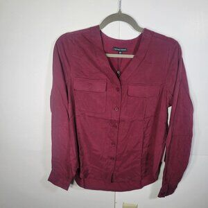 Universal Standard Berry Soft Luxe Button Up Utility Shirt Size 4XS (00/0)